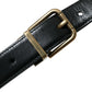 Black Calf Leather Gold Metal Buckle Belt