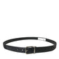 Black Leather Silver Metal Buckle Belt