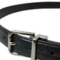 Black Leather Silver Metal Buckle Belt