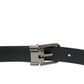 Black Leather Silver Metal Buckle Belt