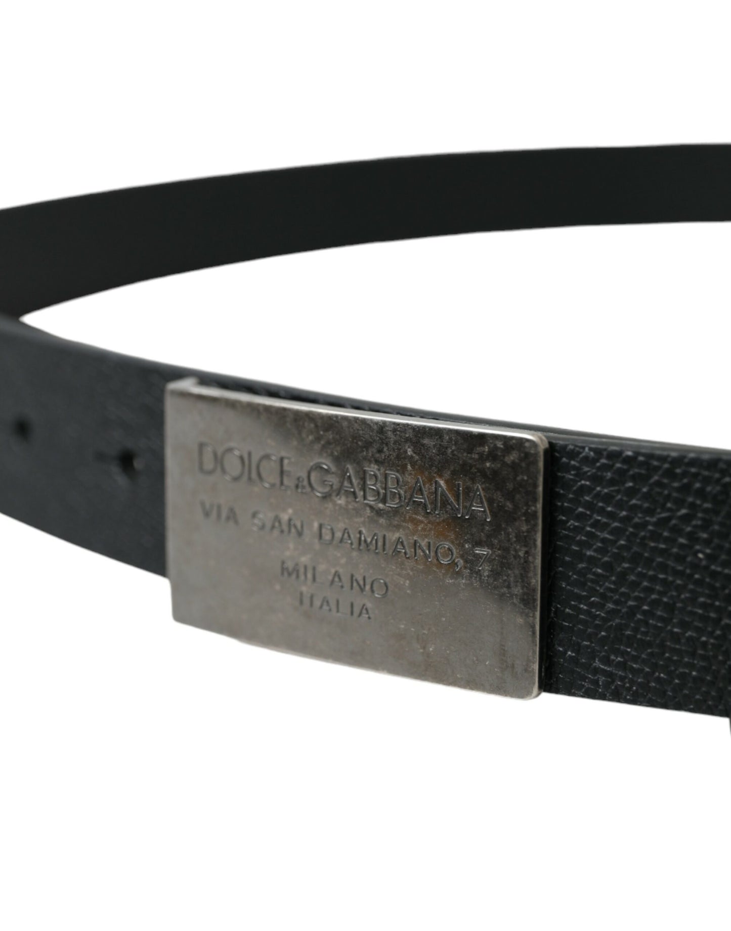 Black Leather Rectangle Metal Buckle Belt