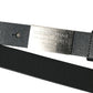 Black Leather Rectangle Metal Buckle Belt