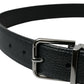 Black Leather Reversible Silver Buckle Belt