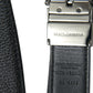 Black Leather Reversible Silver Buckle Belt