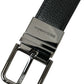 Black Leather Reversible Silver Buckle Belt