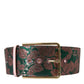 Multicolor Floral Jacquard Lurex Gold Buckle Belt