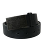 Black Leather Rectangle Metal Buckle Belt