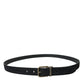 Black Suede Leather Gold Metal Buckle Belt