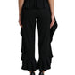 Black Wool Ruffle High Waist Wide Leg Pants