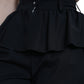 Black Wool Ruffle High Waist Wide Leg Pants