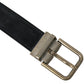 Black Suede Leather Gold Metal Buckle Belt