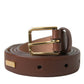 Brown Calf Leather Gold Metal Buckle Belt