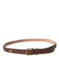 Brown Calf Leather Gold Metal Buckle Belt