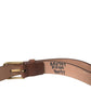 Brown Calf Leather Gold Metal Buckle Belt