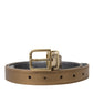 Metallic Gold Calf Leather Metal Buckle Belt