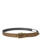 Metallic Gold Calf Leather Metal Buckle Belt