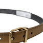 Metallic Gold Calf Leather Metal Buckle Belt