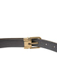 Metallic Gold Calf Leather Metal Buckle Belt