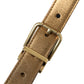 Metallic Gold Calf Leather Metal Buckle Belt