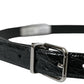 Black Leather Silver Metal Buckle Belt