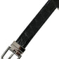 Black Leather Silver Metal Buckle Belt