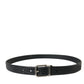 Black Alligator Leather Silver Buckle Belt