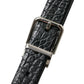 Black Alligator Leather Silver Buckle Belt