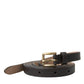 Dark Brown Leather Gold Metal Buckle Belt