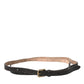 Dark Brown Leather Gold Metal Buckle Belt