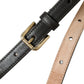 Dark Brown Leather Gold Metal Buckle Belt