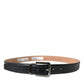 Black Leather Silver Metal Buckle Belt