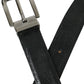 Black Leather Silver Metal Buckle Belt