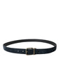 Blue Suede Leather Gold Metal Buckle Belt