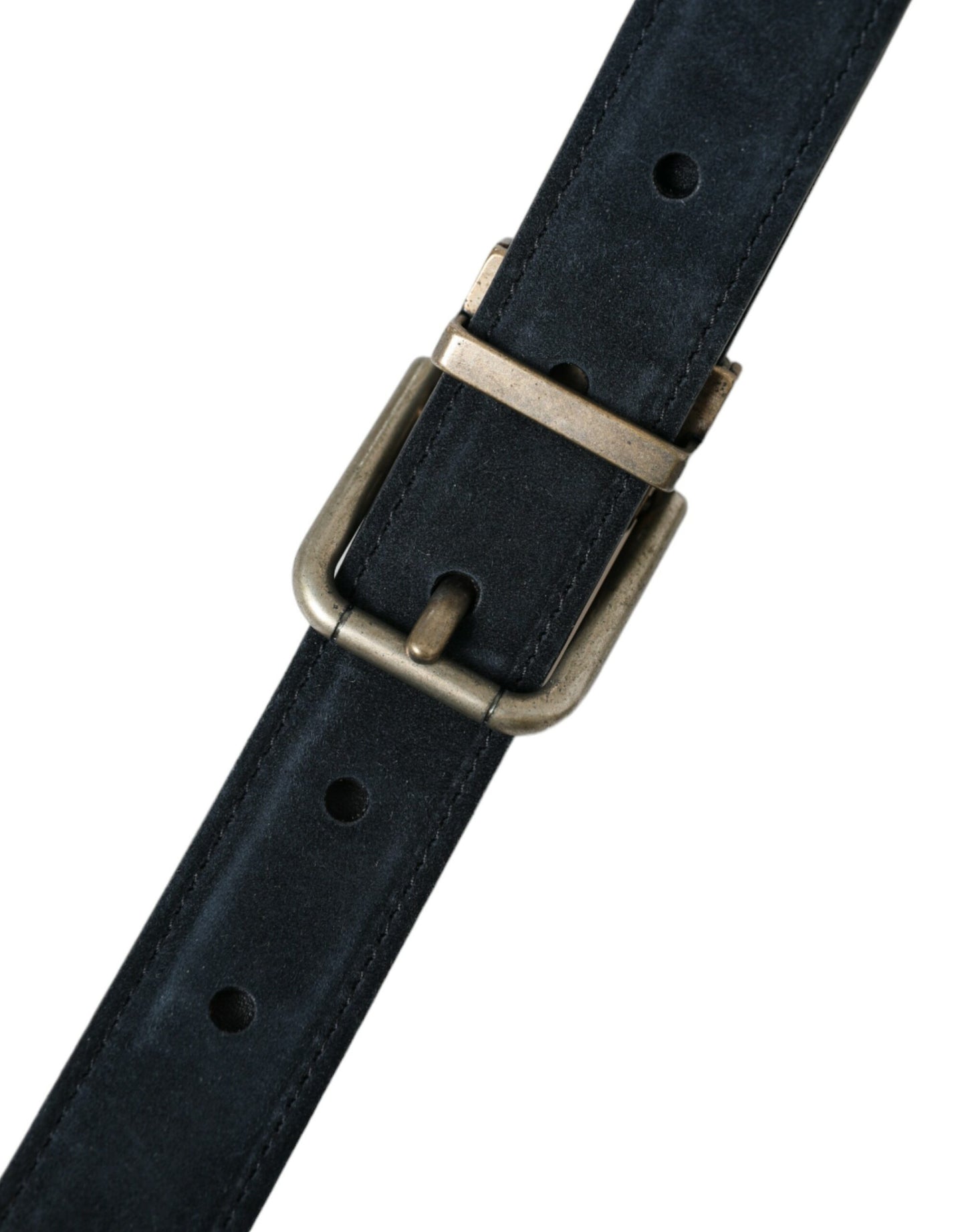 Blue Suede Leather Gold Metal Buckle Belt