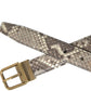 Brown Python Leather Gold Metal Buckle Belt