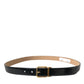 Black Calf Leather Gold Metal Buckle Belt