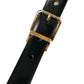 Black Calf Leather Gold Metal Buckle Belt