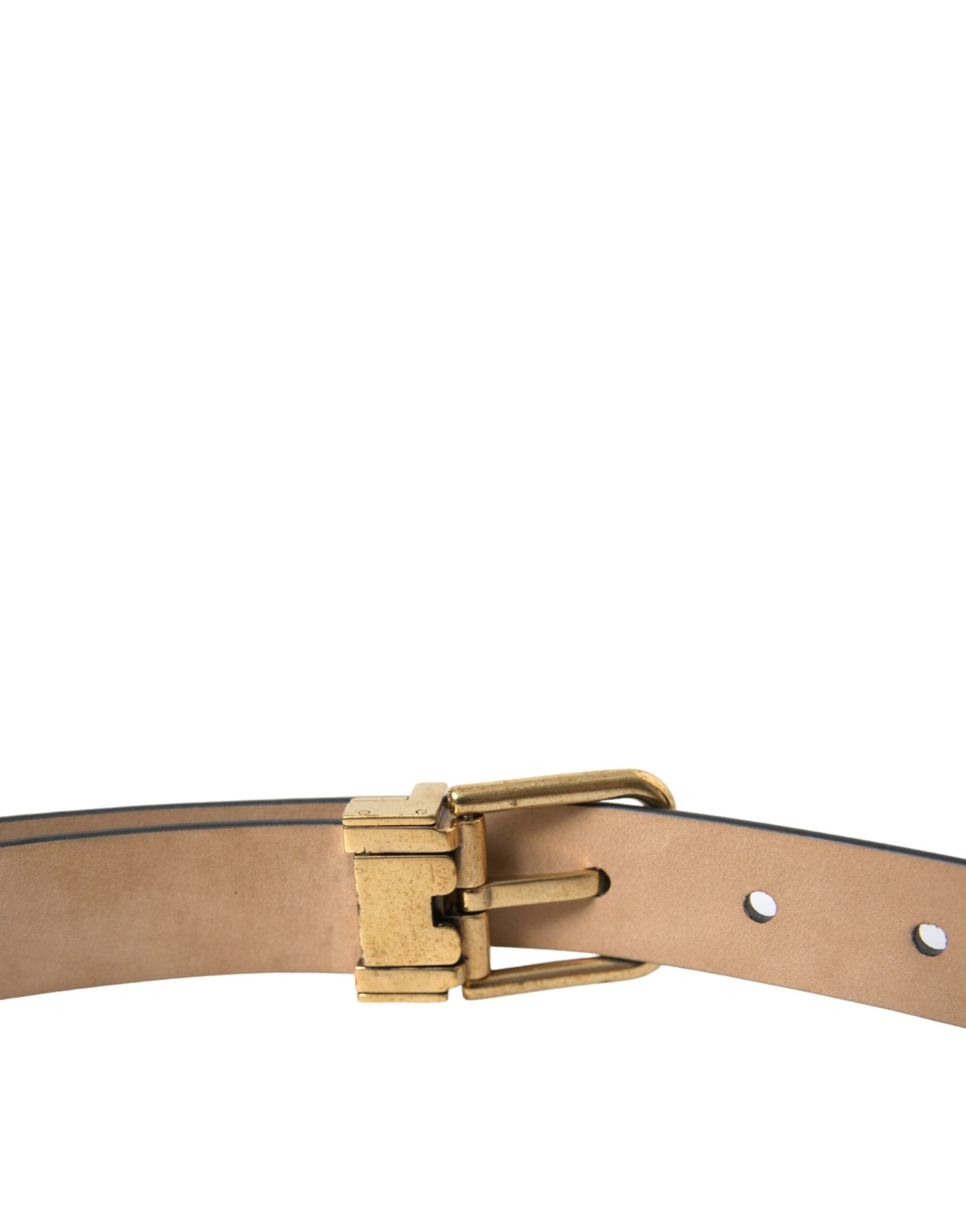 Black Calf Leather Gold Metal Buckle Belt