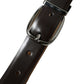 Dark Brown Leather Silver Metal Buckle Belt