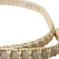 Beige Raffia Leather Metal Buckle Belt