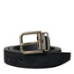 Black Goat Leather Antique Metal Buckle Belt