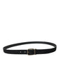 Black Goat Leather Antique Metal Buckle Belt