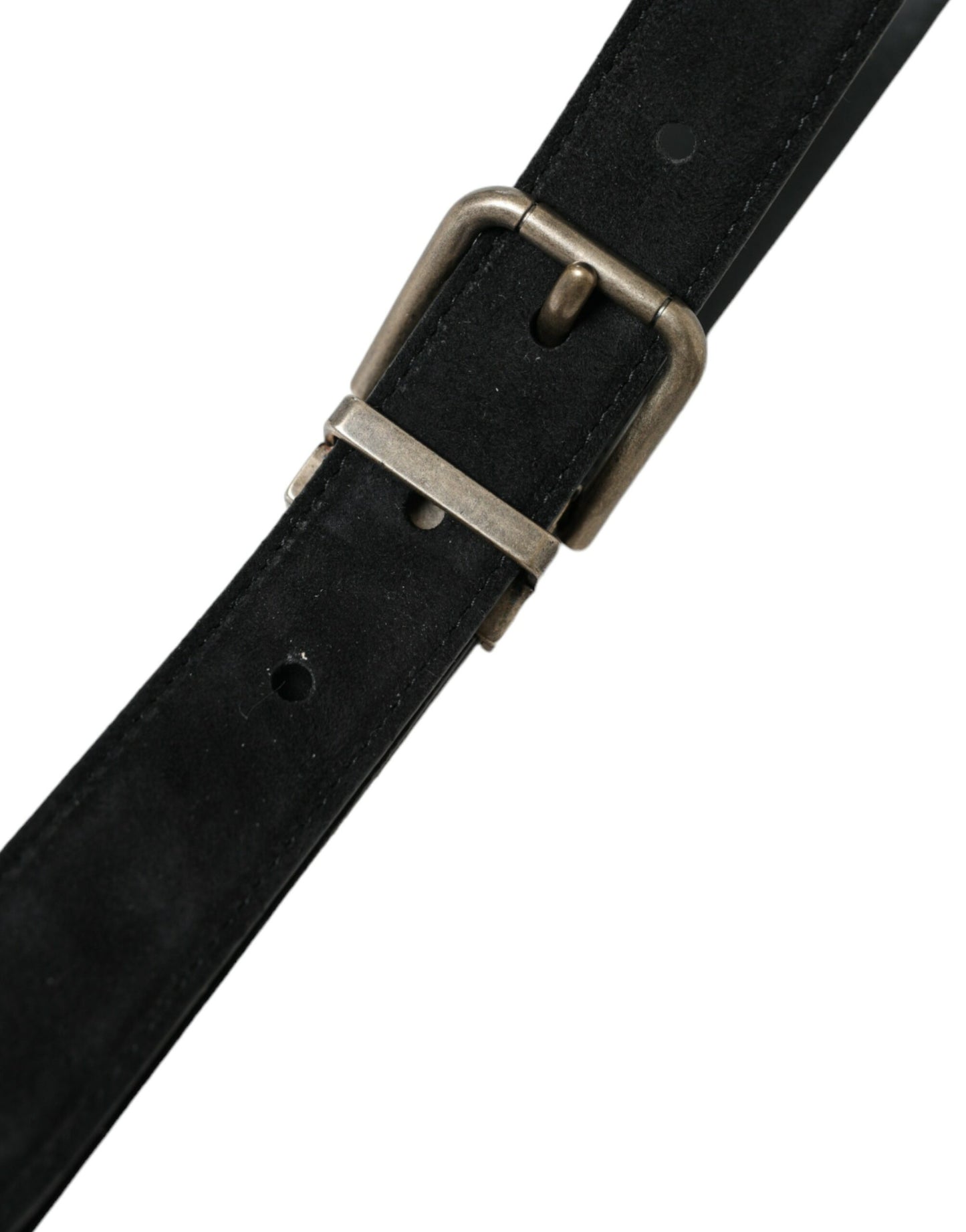 Black Goat Leather Antique Metal Buckle Belt