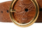 Brown Exotic Leather Round Buckle Belt