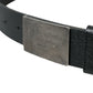 Black Leather Silver Rectangle Buckle Belt