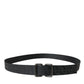 Black Logomania Leather Metal Buckle Belt