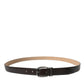 Dark Brown Leather Silver Metal Buckle Belt