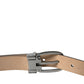 Dark Brown Leather Silver Metal Buckle Belt