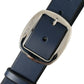 Blue Calf Leather Silver Metal Buckle Belt