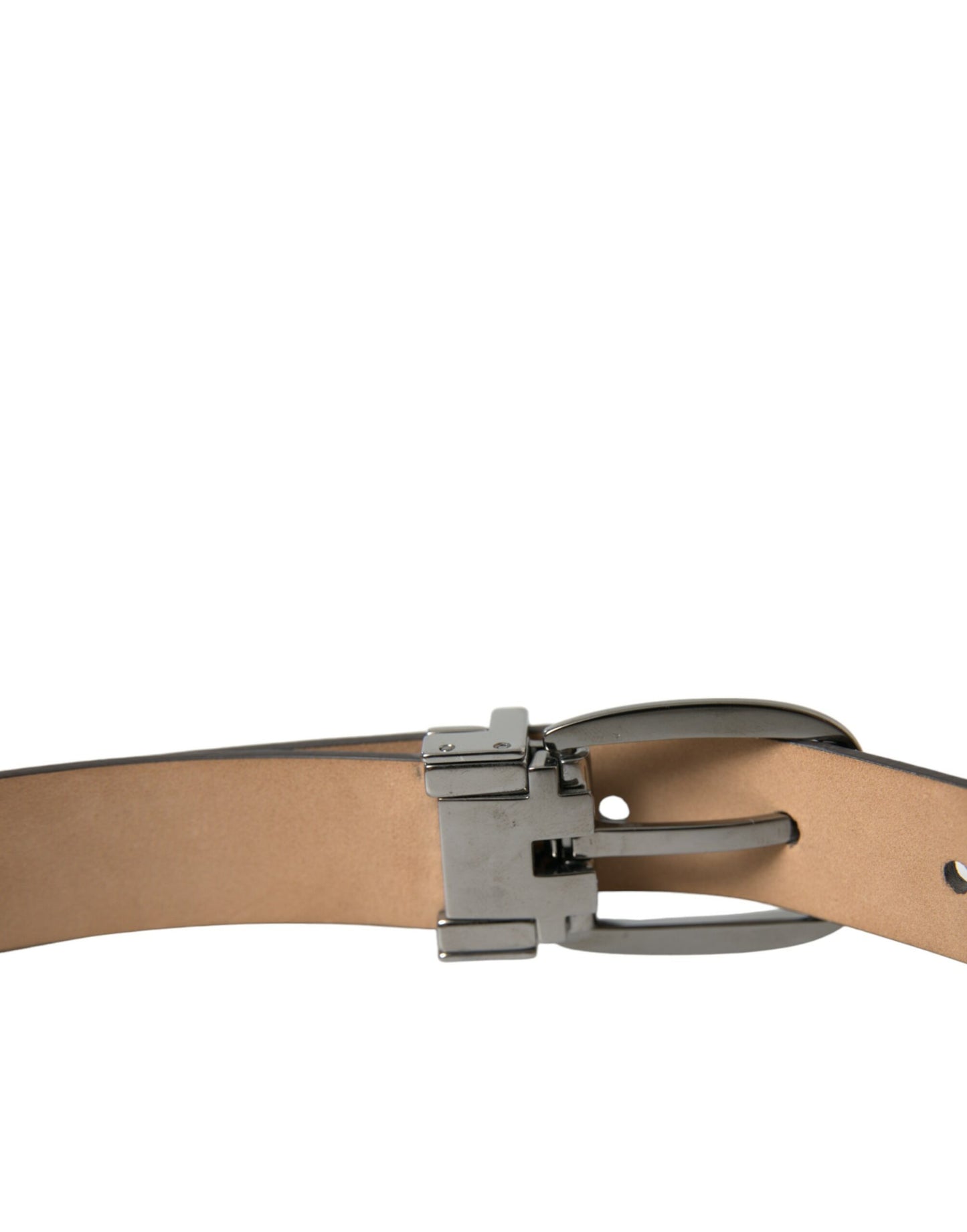 Dark Brown Leather Silver Metal Buckle Belt